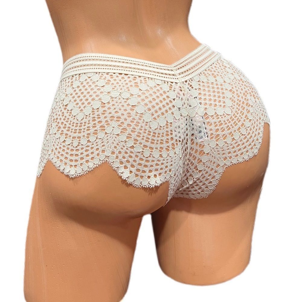 Victorias Secret Dream Angels crochet lace shortie sexy panty cream Medium